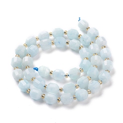 Aquamarine Natural Aquamarine Beads Strands, Faceted, Round, 7x7x8mm, Hole: 0.8mm, about 38pcs/Strand, 15.35 inch(39cm)