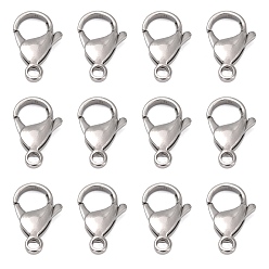 Stainless Steel Color 316 Surgical Stainless Steel Lobster Claw Clasps, Parrot Trigger Clasps, Stainless Steel Color, 19x11x5mm, Hole: 2mm