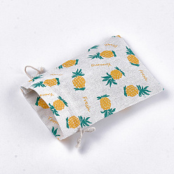 Разноцветный Упаковочные мешки из поликоттона (полиэстер), с ананасом, красочный, 18x13 см