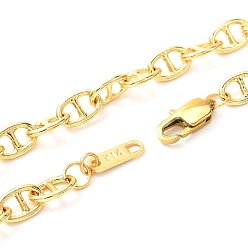 Настоящее золото 18K Ожерелья из латунных морских звеньев, с 304 нержавеющей стали застежки, реальный 18 k позолоченный, 16.45 дюйм (41.8 см)