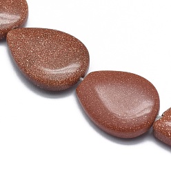 Goldstone Synthetic Goldstone Beads Strands, Teardrop, 18x13x4mm, Hole: 1mm, about 22pcs/strand, 15.3 inch(39cm)