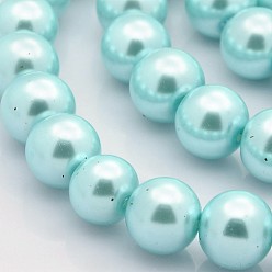 Light Cyan Dyed Glass Pearl Round Beads Strands, Light Cyan, 4mm/6mm/8mm/10mm/12mm, Hole: 1mm, about 70~216pcs/strand