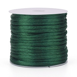Teal Nylon Cord, Satin Rattail Cord, for Beading Jewelry Making, Chinese Knotting, Teal, 1mm, about 32.8 yards(30m)/roll
