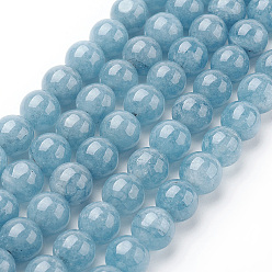 Другие Кварцы Нити из натурального голубого кварца, окрашенные, круглые, 10 мм, отверстие : 1 мм, около 39 шт / нитка, 15 дюйм