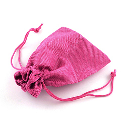 Mixed Color Polyester Imitation Burlap Packing Pouches Drawstring Bags, for Christmas, Wedding Party and DIY Craft Packing, Mixed Color, 18x13cm