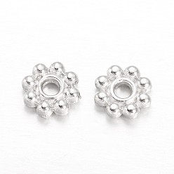 Silver Alloy Daisy Spacer Beads, Flower, Silver Color Plated, 5x1.5mm, Hole: 1.8mm