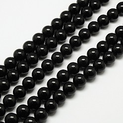 Black Natural Malaysia Jade Bead Strands, Round Dyed Beads, Black, 6mm, Hole: 1m, about 64pcs/strand, 15 inch