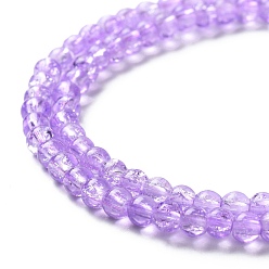 Plum Spray Painted Crackle Glass Beads Strands, Round, Two Tone, Plum, 4mm, Hole: 1.1~1.3mm, about 200pcs/strand, 31.4 inch