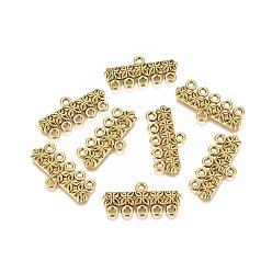 Antique Golden Tibetan Style Alloy Chandelier Components Links, 5-Strand Reducer Connector, Antique Golden, Cadmium Free & Nickel Free & Lead Free, Rectangle, Size: about 12mm wide, 25mm long, hole: 1.5mm.