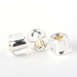 Clear MGB Matsuno Glass Beads, Japanese Seed Beads, 6/0 Silver Lined Glass Round Hole Rocailles Seed Beads, Clear, 3.5~4x3mm, Hole: 1.2~1.5mm, about 140pcs/box, net weight: about 10g/box
