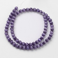 Indigo Cat Eye Beads, Round, Indigo, 12mm, Hole: 1.5mm, about 32pcs/strand, 14.5 inch