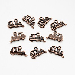 Red Copper Metal Alloy Pendants, Cadmium Free & Nickel Free & Lead Free, Train, Red Copper, 17.8x11.5x2mm, Hole: 2mm