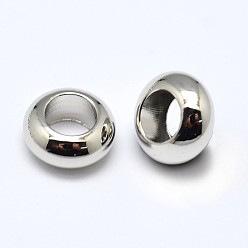 Platinum Brass Flat Round Spacer Beads, Platinum, 7x3mm, Hole: 3.5mm