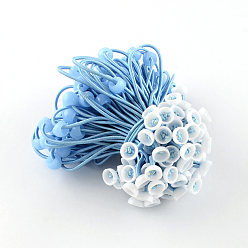 Light Sky Blue Hair Accessories Elastic Fibre Hair Ties, Ponytail Holder, with Acrylic Beads, Light Sky Blue, 170x2mm, about 100pcs/bundle