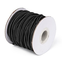 Black Round Elastic Cord, with Nylon Outside and Rubber Inside, Black, 2mm, about 32.8 yards(30m)/roll