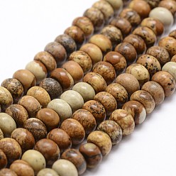 Picture Jasper Natural Picture Jasper Beads Strands, Rondelle, 8x5mm, Hole: 1mm, about 75pcs/strand, 14.9 inch~15.1 inch