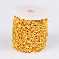 Golden Iron Twisted Chains, Unwelded, with Spool, Lead Free & Nickel Free, Golden, 5x3x0.8mm, about 328.08 Feet(100m)/roll