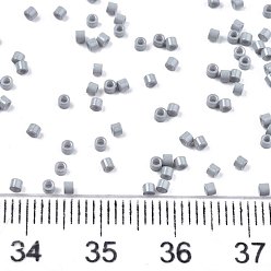 Gray 11/0 Grade A Glass Seed Beads, Cylinder, Uniform Seed Bead Size, Baking Paint, Gray, 1.5x1mm, Hole: 0.5mm, about 20000pcs/bag