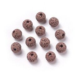 Rosy Brown Unwaxed Natural Lava Rock Beads, for Perfume Essential Oil Beads, Aromatherapy Beads, Dyed, Round, Rosy Brown, 8.5mm, Hole: 1.5~2mm
