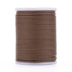 Coffee Round Waxed Polyester Cord, Taiwan Waxed Cord, Twisted Cord, Coffee, 1mm, about 12.02 yards(11m)/roll