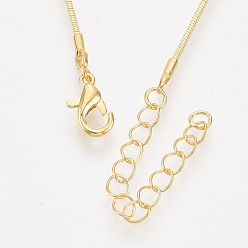 Golden Brass Square Snake Chain Necklace Making, with Lobster Claw Clasps, Golden, 24.4 inch(62.2cm), 1mm