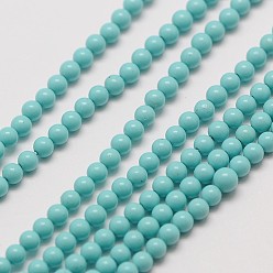 Synthetic Turquoise Synthetic Taiwan Turquoise Round Beads Strands, 3mm, Hole: 0.8mm, about 126pcs/strand, 16 inch