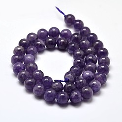 Amethyst Natural Amethyst Round Bead Strands, Grade B, 8mm, Hole: 1mm, about 46~48pcs/strand, 15.3 inch