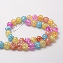 Colorful Crackle Glass Round Beads Strands, Colorful, 6mm, Hole: 1mm, about 62pcs/strand, 15.7 inch