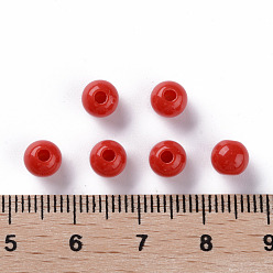 Brique Rouge Perles acryliques opaques, ronde, firebrick, 6x5mm, Trou: 1.8mm, environ4400 pcs / 500 g