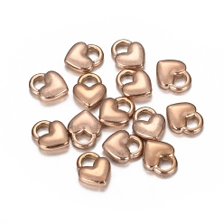 Rose Gold Ion Plating(IP) 304 Stainless Steel Charms, Heart Lock, Rose Gold, 11x9x3mm, Hole: 3x4mm