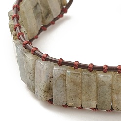 Лабрадорита Прямоугольный браслет из бусин из натурального лабрадорита, плетеные украшения из драгоценных камней для женщин, 8-7/8 дюйм (22.5 см)