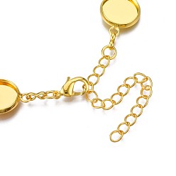 Golden Brass Bracelet Making, Flat Round, Golden, Tray: 12mm, 6-3/4 inch(170mm)