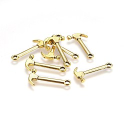 Antique Golden Tibetan Style Alloy Pendants, Hammer, cadmium free and Nickel Free and Lead Free, Antique Golden, 25mm long, 13mm wide, 2mm thick, hole: 2mm