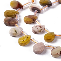 Mookaite Natural Mookaite Beads Strands, Top Drilled Beads, Faceted, Teardrop, 12x8x4mm, Hole: 0.7mm, about 32pcs/strand, 15.08~15.24 inch(38.3~38.7cm)