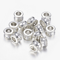 Antique Silver Tibetan Style Alloy European Beads, Large Hole Beads, Barrel, Antique Silver, Lead Free & Nickel Free & Cadmium Free, 8x5.5mm, Hole: 4.5mm
