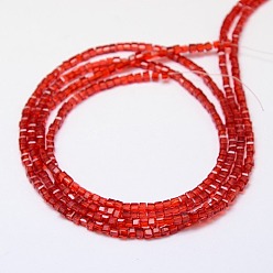 Rouge Chapelets de perles en verre, facette, cube, rouge, 3x3x3mm, Trou: 1mm, Environ 98~100 pcs/chapelet, 13.8 pouce