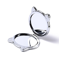 Черный Diy кошка особая форма алмазная живопись мини комплекты зеркал для макияжа, складные зеркала заднего вида с двух сторон, со стразами, ручка, пластиковый лоток и буровой раствор, чёрные, 74x89x12.5 мм