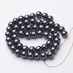 Black Non-Magnetic Synthetic Hematite Beads Strands, Grade AA, Round, Black, Black, 8mm, Hole: 1.8~2mm, about 53pcs/strand