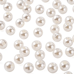 Ivoire Perles acryliques en nacre d'imitation , teint, ronde, blanc crème, 16x15.5mm, trou: 2 mm, environ 250 pièces / livre