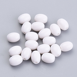 White Opaque Acrylic Beads, Oval, White, 8.5x6mm, Hole: 1.5mm, about 2800pcs/500g