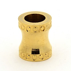 Golden Stainless Steel Beads, Large Hole Column Beads Ion Plating (IP), Golden, 12x10mm, Hole: 6mm