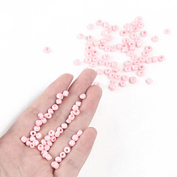 Pink Perles de rocaille en verre, opaque graine de couleurs, petites perles artisanales pour la fabrication de bijoux bricolage, ronde, rose, 4mm, Trou: 1.5 mm, environ 4500 pcs / livre