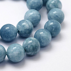 White Jade Natural White Jade Imitation Amazonite Beads Strands, Round, Dyed, 10mm, Hole: 1.2mm, about 37pcs/strand, 14.7 inch