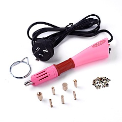 Hot Pink Hotfix Rhinestone Applicator Tool, Type I Plug(Australia Plug), with Random Color SS16 Rhinestone, Hot Pink, 18.5x4x2.3cm