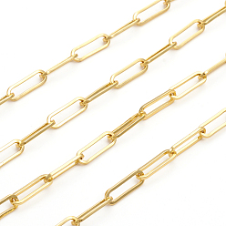 Настоящее золото 14K Латунные скрепки, Плоско-овальные, тянутые удлиненные кабельные цепи, пайки, долговечный, реальный 14 k позолоченный, Коннекторы : 15x5x1 мм