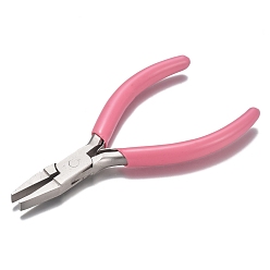 Pink 45# Carbon Steel Jewelry Pliers, Flat Nose Pliers, Ferronickel, Pink, 12.6x7x0.7cm