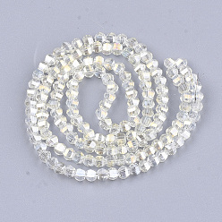 Soie De Maïs Perles en verre electroplate, facette, ronde, cornsilk, 4~4.5x3.5mm, Trou: 1mm, Environ 100 pcs/chapelet, 13.7 pouce