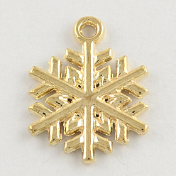 Golden Tibetan Style Alloy Pendants, Snowflake, Cadmium Free & Lead Free, Golden, 20x15x2mm, Hole: 1.5mm, about 800pcs/1000g