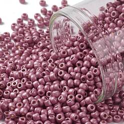 (PF553F) PermaFinish Pink Rose Metallic Matte TOHO Round Seed Beads, Japanese Seed Beads, (PF553F) PermaFinish Pink Rose Metallic Matte, 11/0, 2.2mm, Hole: 0.8mm, about 1110pcs/bottle, 10g/bottle