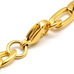 Golden Trendy Women's 304 Stainless Steel Figaro Chain Bracelets, with Lobster Claw Clasps, Golden, 8-1/4 inch(210mm), 6mm